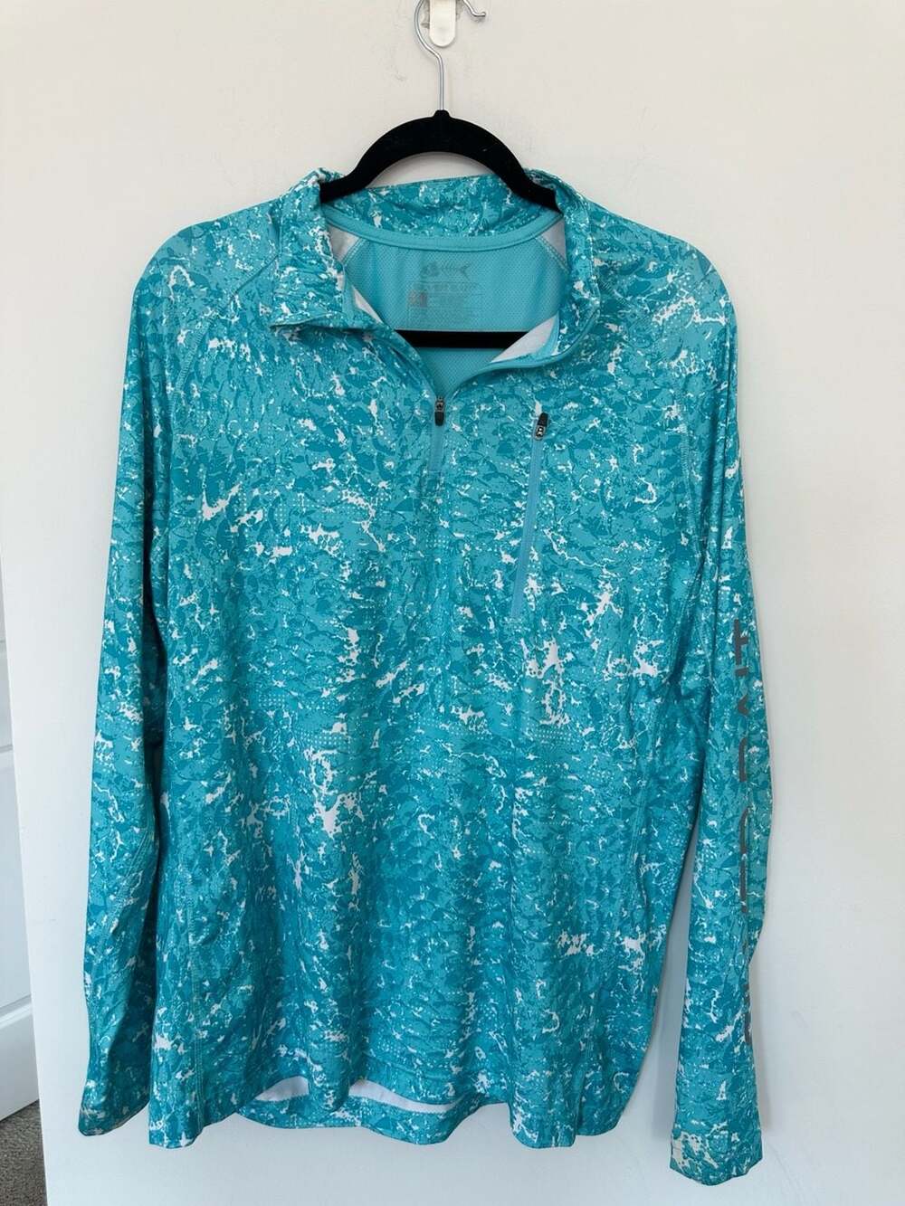 Silver Bait Long Sleeve 1/4 Zip Athletic Pullover Shirt Teal White Camo - Picture 1 of 8